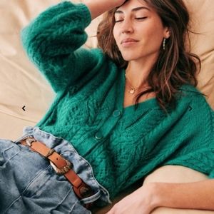 NWT Sezane Augustino jumper emerald green